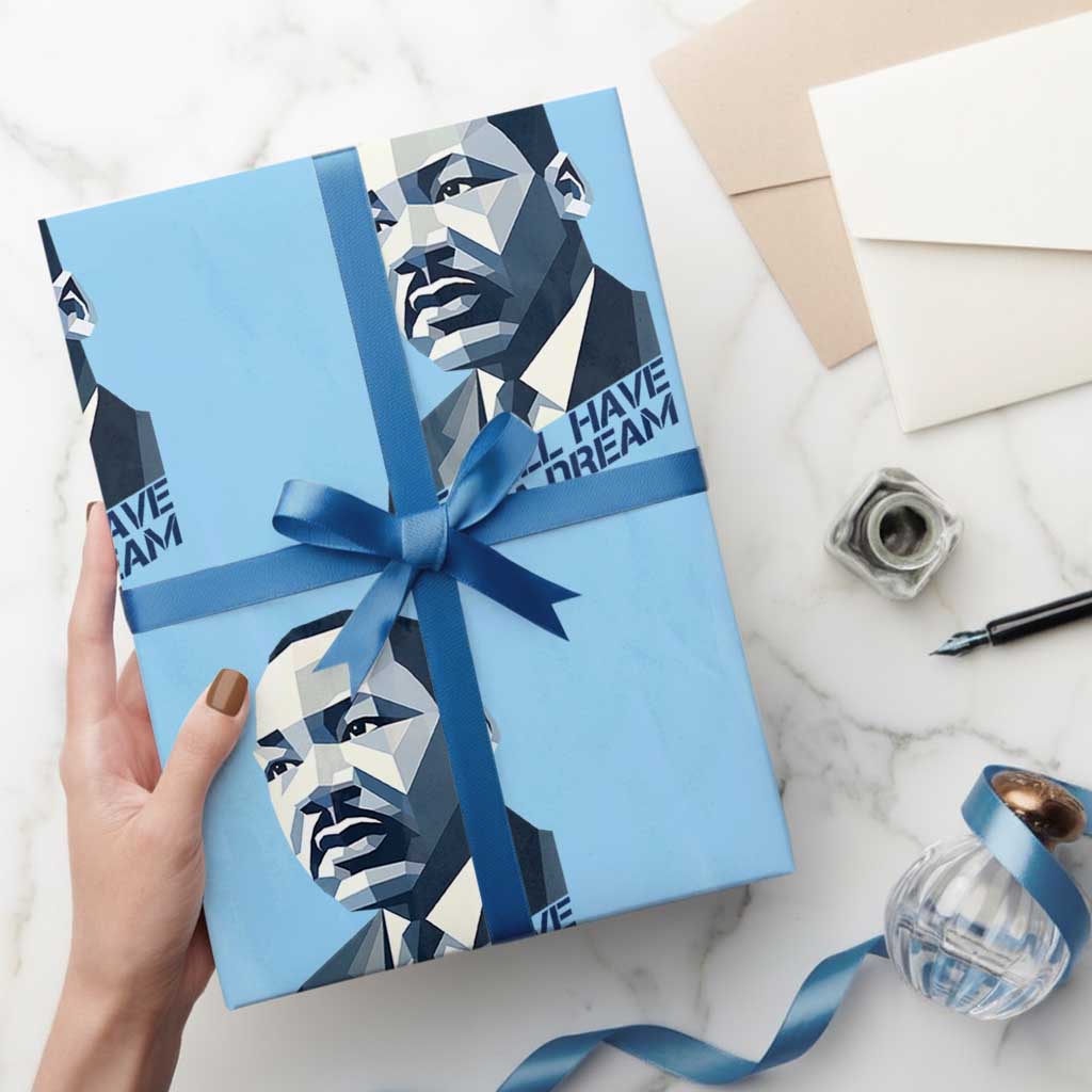 Martin Luther King Jr Wrapping Paper Roll We Still Have A Dream TS14 Light Blue Print Your Wear