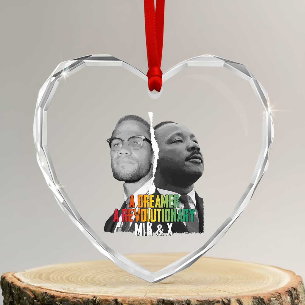 Martin Luther King Malcolm X Heart Crystal Glass Ornament A Dreamer A Revolutionary Black Leaders TS11 Transparent Glass 3'' Heart Print Your Wear