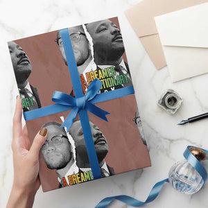 Martin Luther King Malcolm X Wrapping Paper Roll A Dreamer A Revolutionary Black Leaders TS11 Mocha Print Your Wear