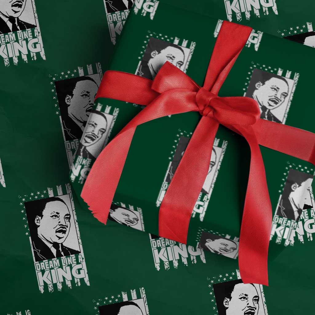 Martin Luther King MLK Wrapping Paper Roll Dream Like A King Black History American Flag TS02 Green Print Your Wear