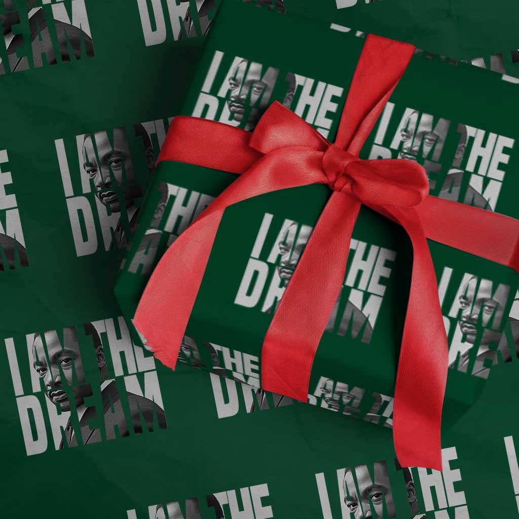 Martin Luther King MLK Day Wrapping Paper Roll I Am The Dream Black King Power Black History Month TS02 Green Print Your Wear
