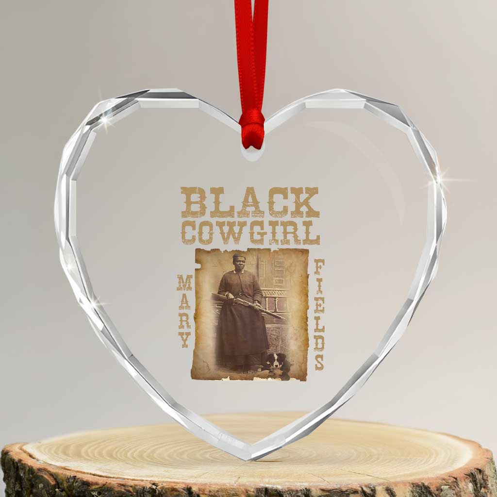 Mary Fields Heart Crystal Glass Ornament Black Cowgirl Pioneer Western Legend Vintage TS02 Transparent Glass 3'' Heart Print Your Wear