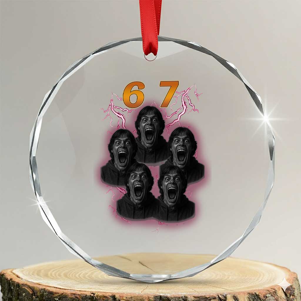 Mason 6 7 Meme Graphic Crystal Glass Ornament Six Seven 67 Meme Horror Edit Bootleg TS02 Transparent Glass 3'' Circle Print Your Wear