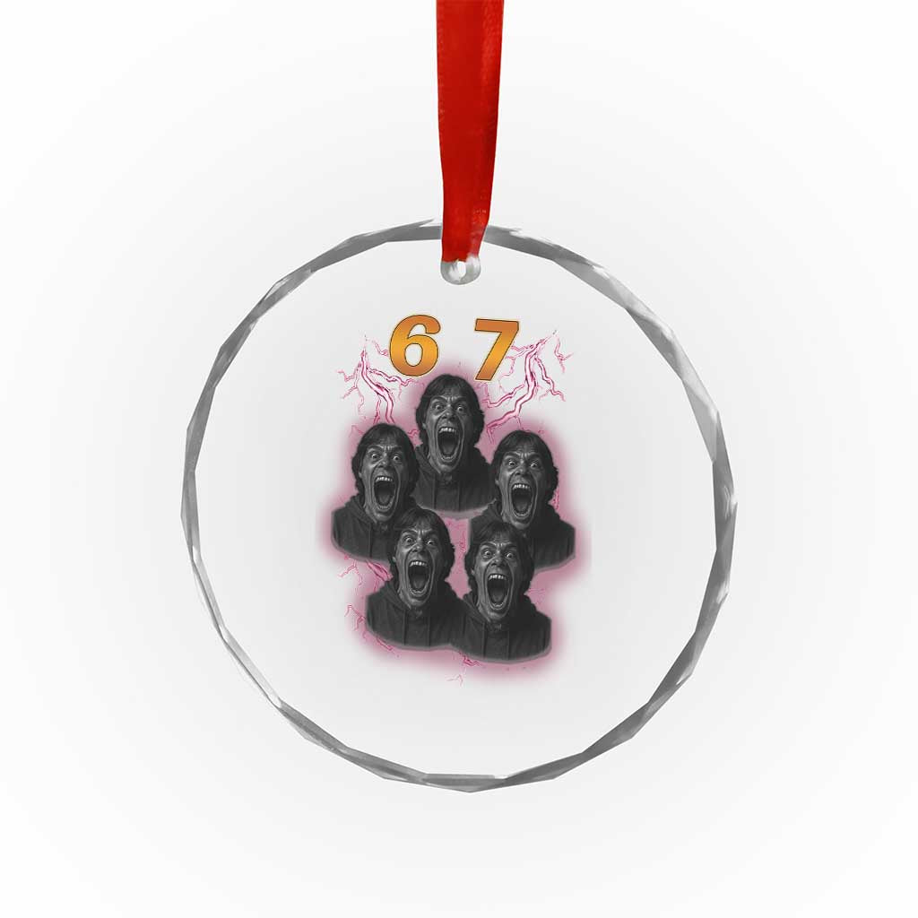 Mason 6 7 Meme Graphic Crystal Glass Ornament Six Seven 67 Meme Horror Edit Bootleg TS02 Transparent Glass 3'' Circle Print Your Wear