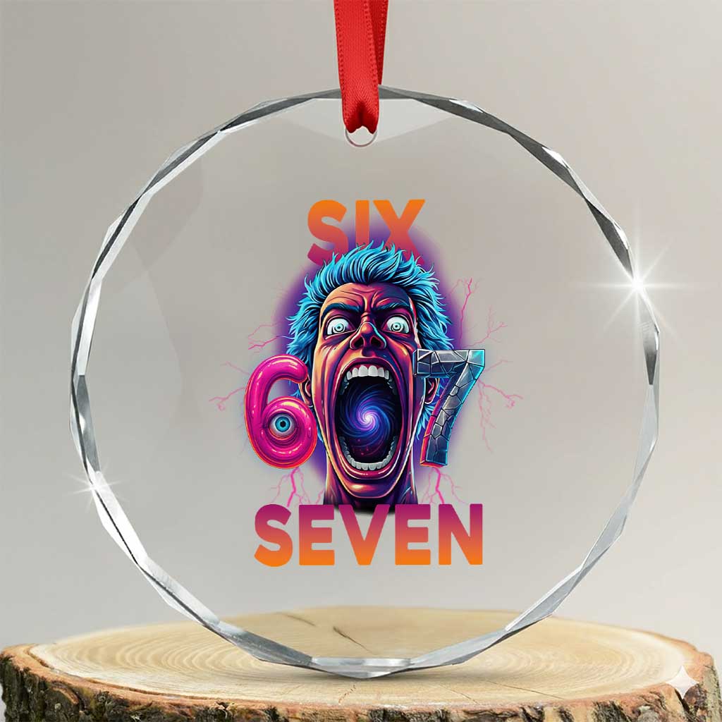 Mason 67 Chaos Edition Crystal Glass Ornament Psychedelic Screaming Six Seven Meme TS02 Transparent Glass 3'' Circle Print Your Wear