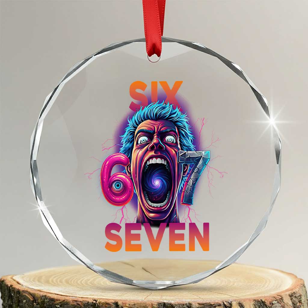 Mason 67 Chaos Edition Crystal Glass Ornament Psychedelic Screaming Six Seven Meme TS02 Transparent Glass 3'' Circle Print Your Wear