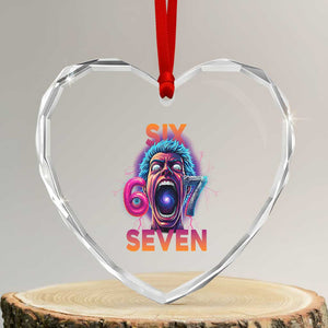Mason 67 Chaos Edition Heart Crystal Glass Ornament Psychedelic Screaming Six Seven Meme TS02 Transparent Glass 3'' Heart Print Your Wear