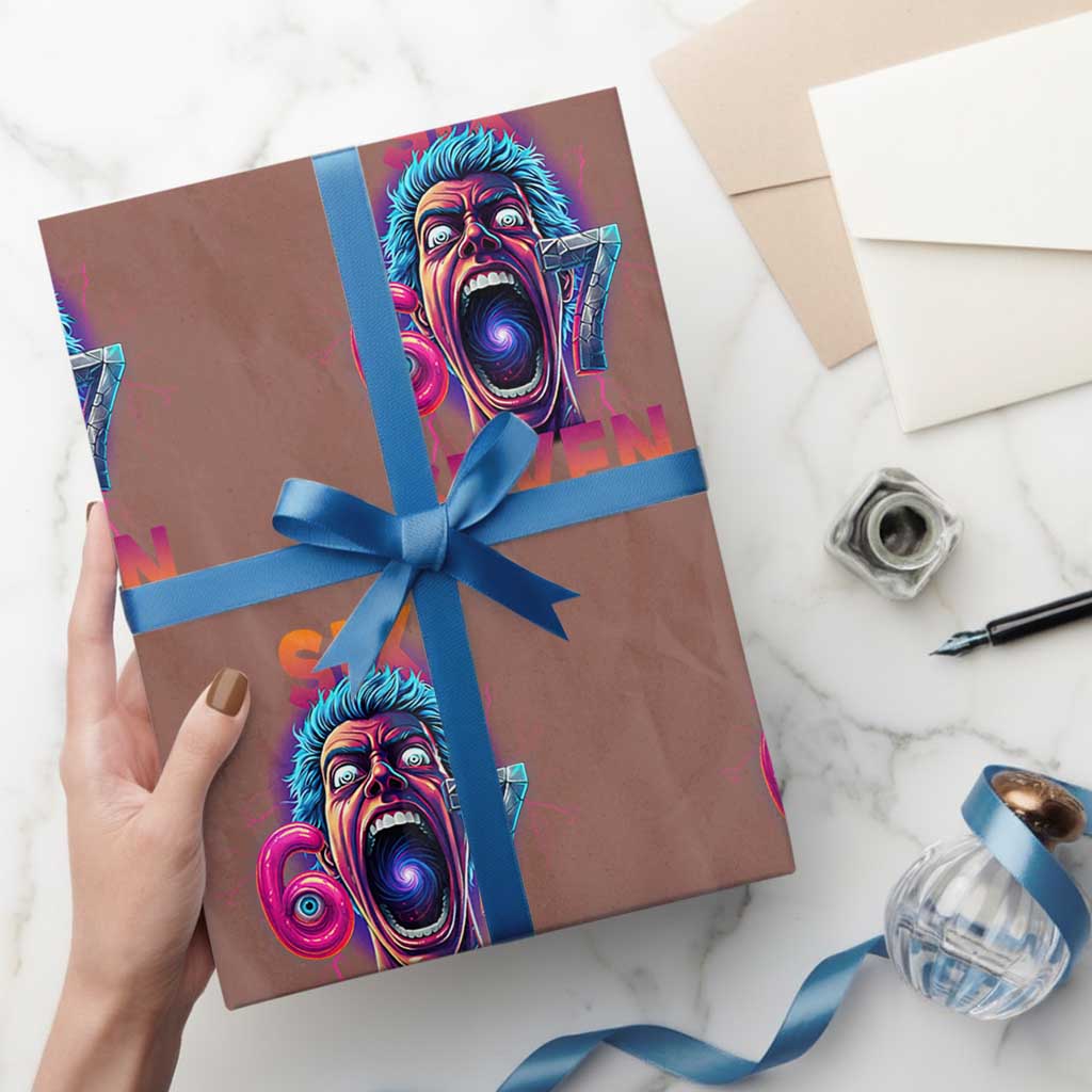 Mason 67 Chaos Edition Wrapping Paper Roll Psychedelic Screaming Six Seven Meme TS02 Mocha Print Your Wear