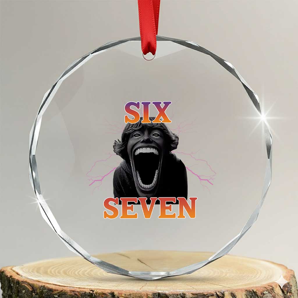 Mason 67 Kid Meme Crystal Glass Ornament Devil Edit Viral Six Seven Scream TS02 Transparent Glass 3'' Circle Print Your Wear