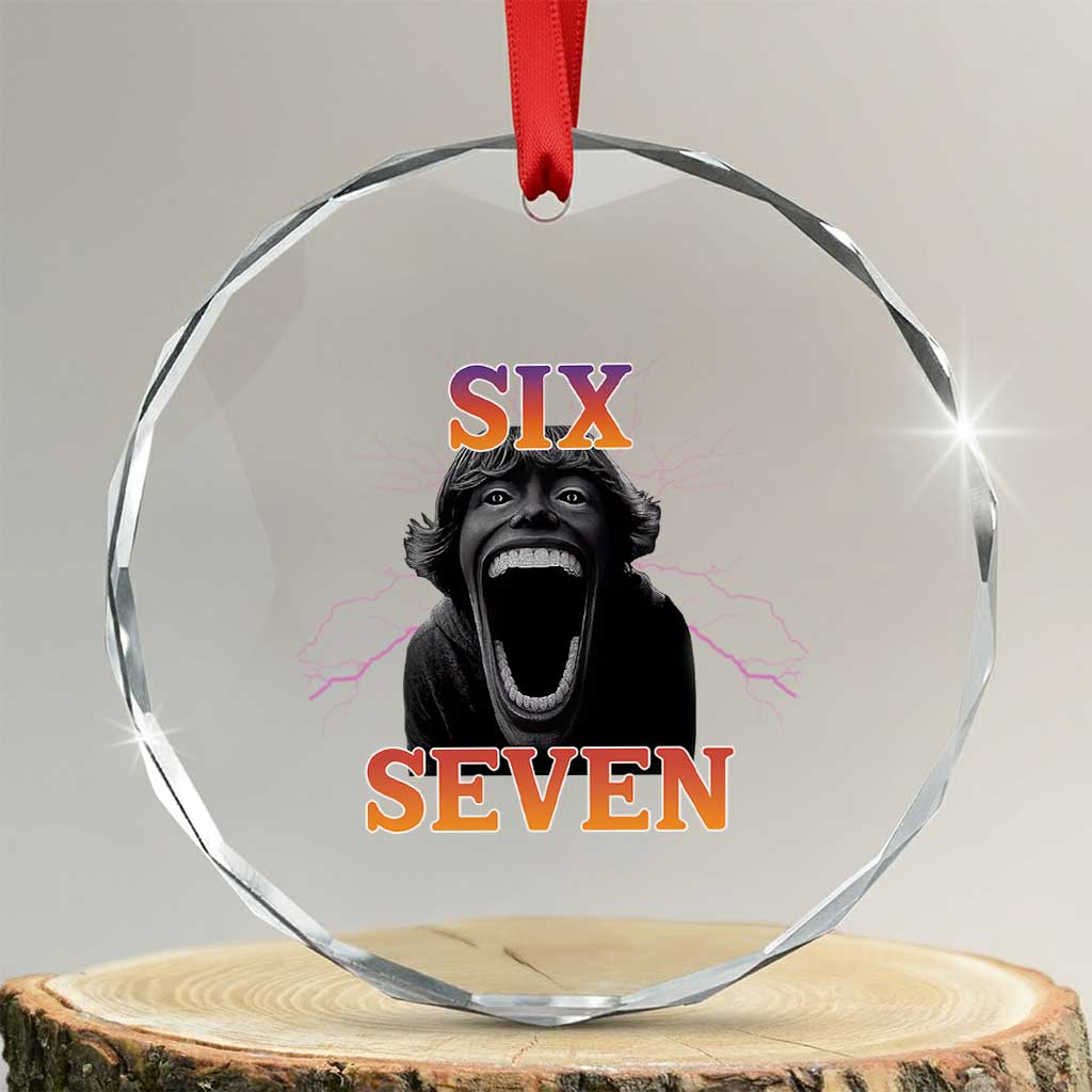 Mason 67 Kid Meme Crystal Glass Ornament Devil Edit Viral Six Seven Scream TS02 Transparent Glass 3'' Circle Print Your Wear