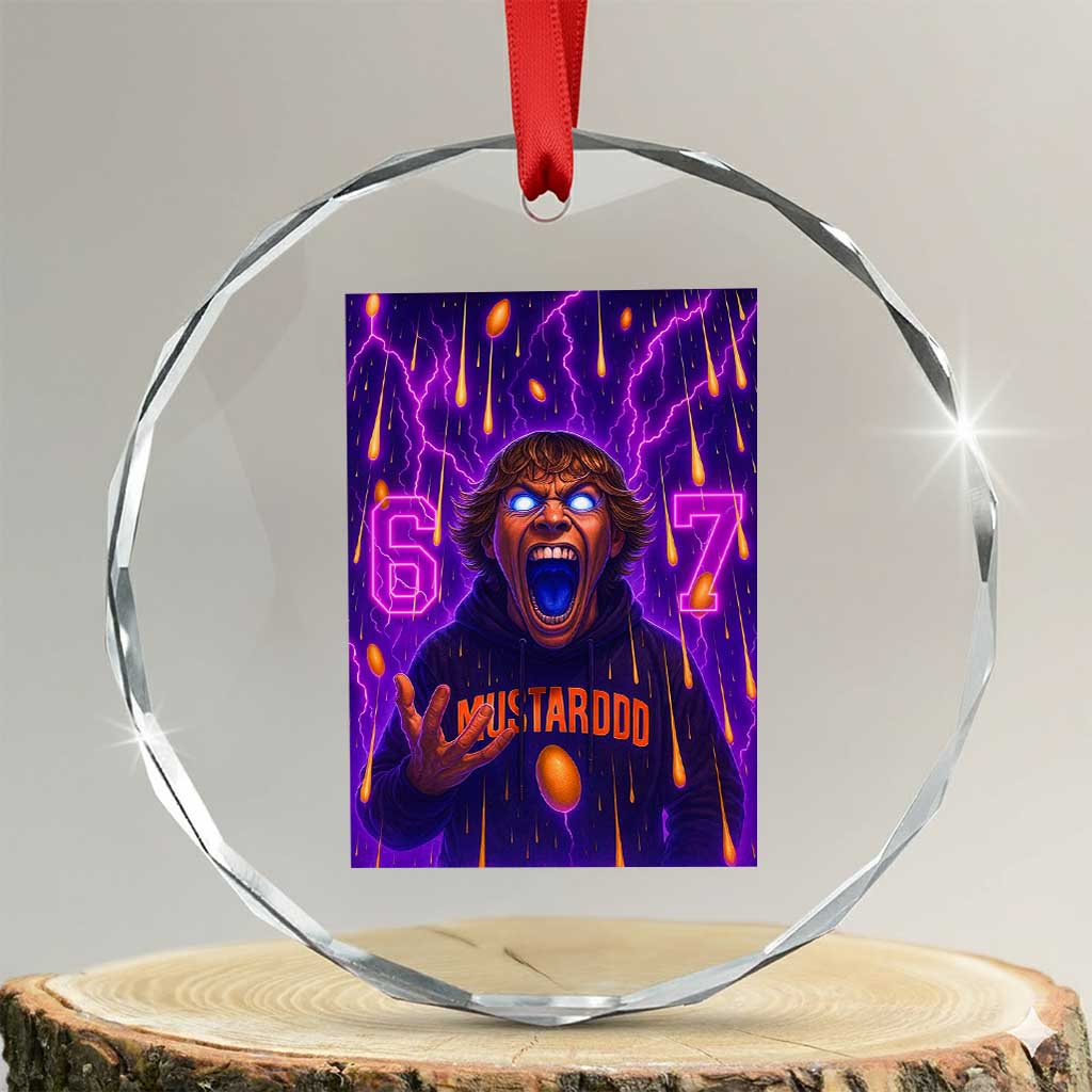Mason 67 Meme Graphic Crystal Glass Ornament Glowing Eyes Devil Edit 6 7 Viral Six Seven Scream TS02 Transparent Glass 3'' Circle Print Your Wear