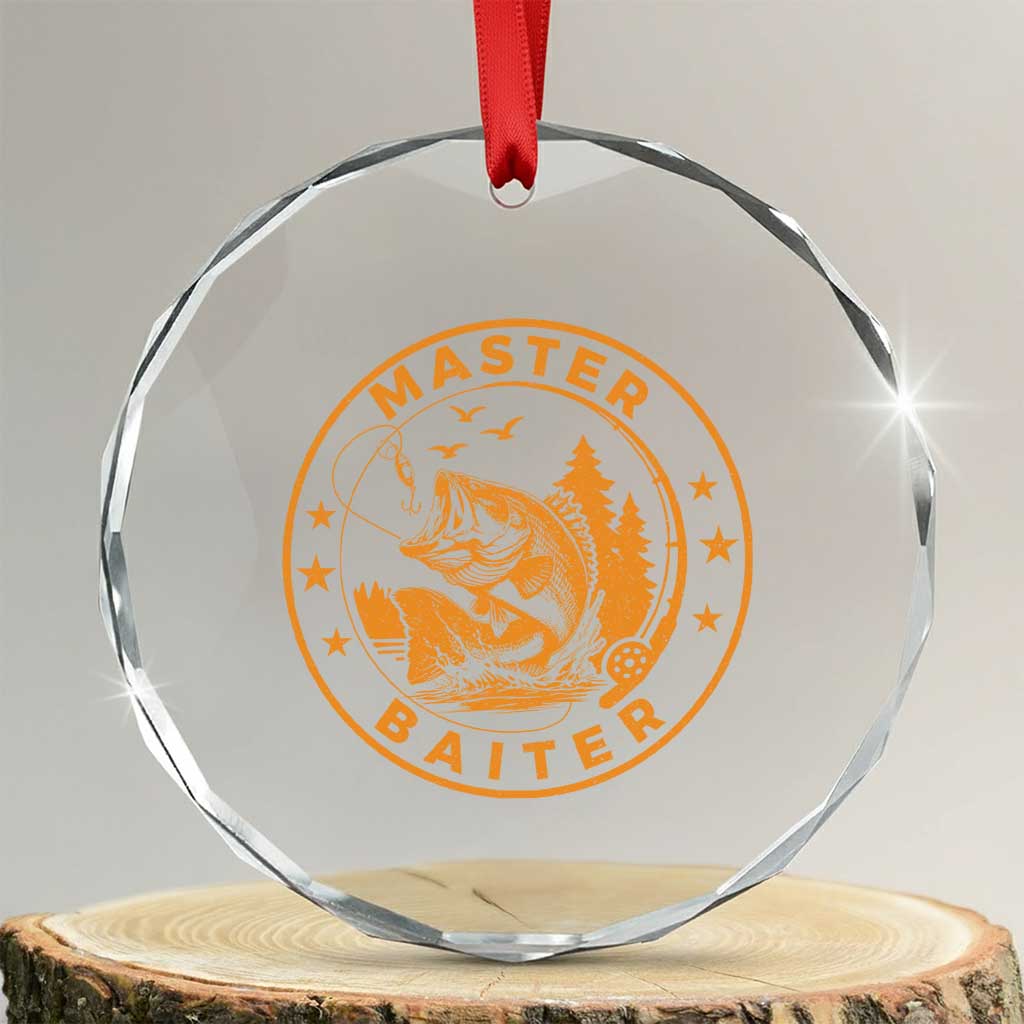Master Baiter Crystal Glass Ornament Retro Bass Fishing Funny Fisher Fish Fisherman TS10 Transparent Glass 3'' Circle Print Your Wear