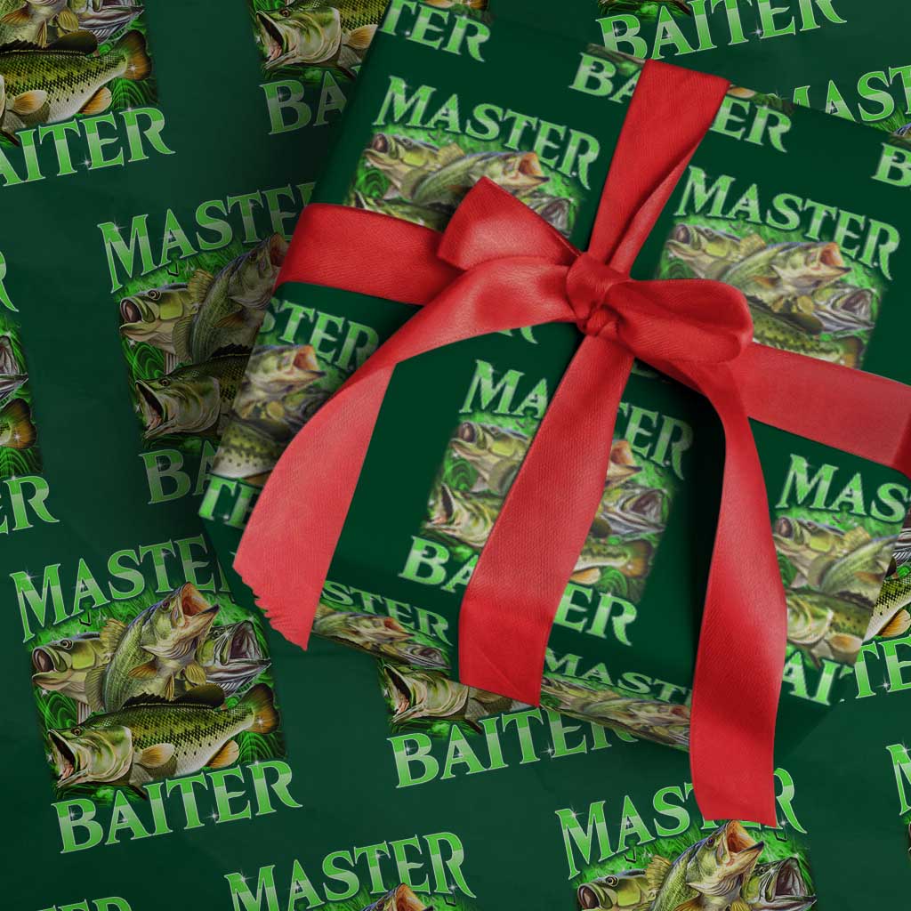 Master Baiter Wrapping Paper Roll Funny Bass Fishing Fisher Bootleg Graphic TS10 Green Print Your Wear