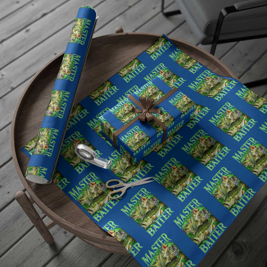 Master Baiter Wrapping Paper Roll Funny Bass Fishing Fisher Bootleg Graphic TS10 Blue Print Your Wear