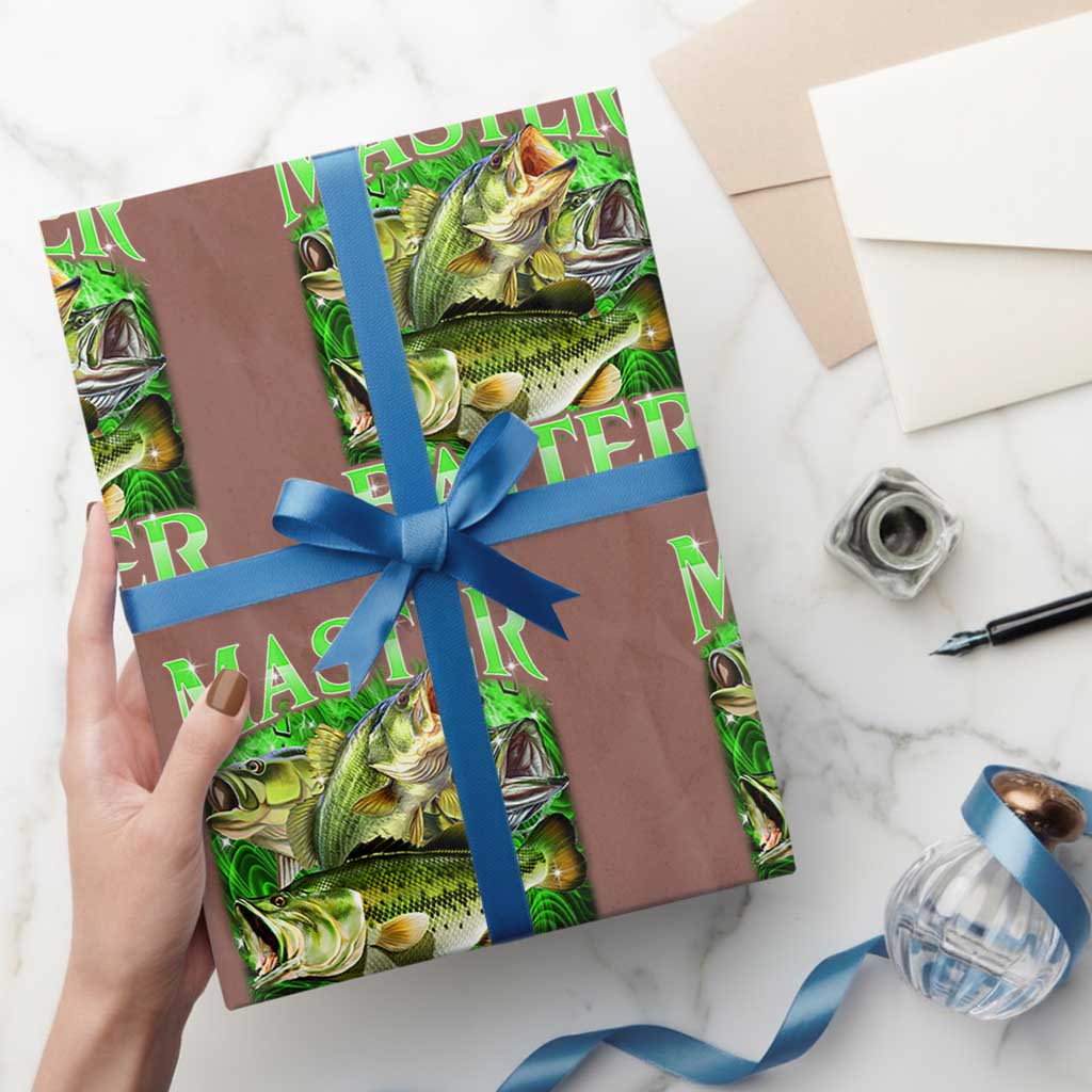 Master Baiter Wrapping Paper Roll Funny Bass Fishing Fisher Bootleg Graphic TS10 Mocha Print Your Wear