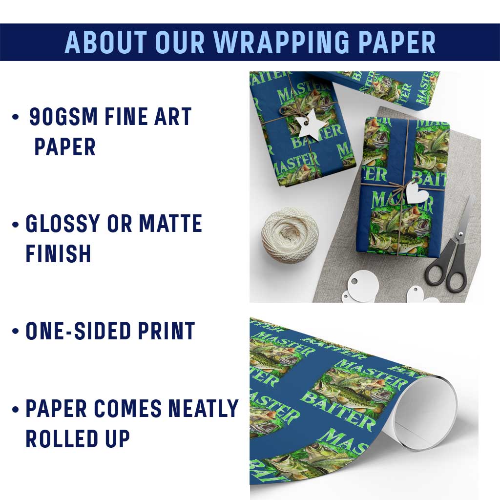 Master Baiter Wrapping Paper Roll Funny Bass Fishing Fisher Bootleg Graphic TS10 Print Your Wear