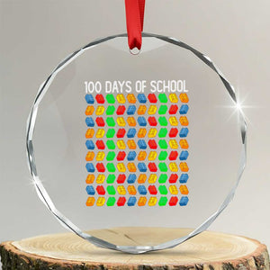 Master Builder 100 Days of School Crystal Glass Ornament Funny Toy Building Blocks Gift