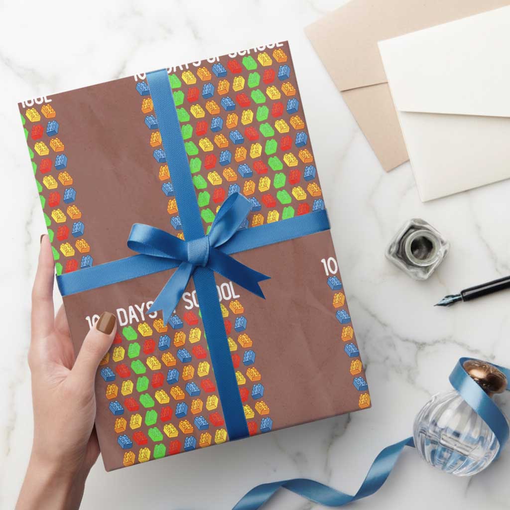 Master Builder 100 Days of School Wrapping Paper Roll Funny Toy Building Blocks Gift