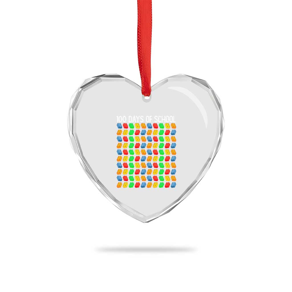 Master Builder 100 Days of School Heart Crystal Glass Ornament Funny Toy Building Blocks Gift