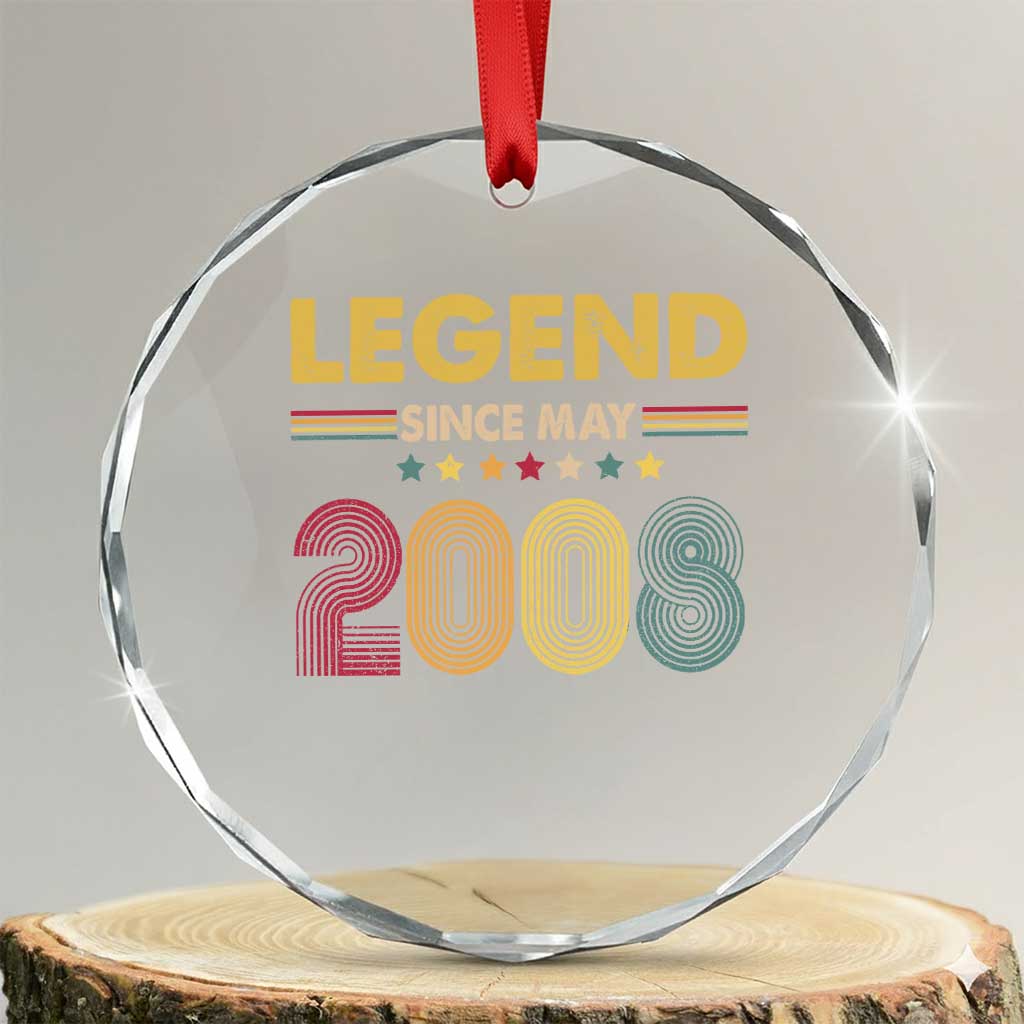 May 18th Birthday Crystal Glass Ornament Legends Since May 2008 Retro Bday TS11 Transparent Glass 3'' Circle Print Your Wear