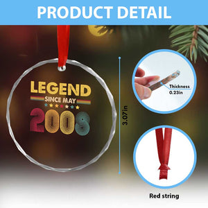 May 18th Birthday Crystal Glass Ornament Legends Since May 2008 Retro Bday TS11 Print Your Wear