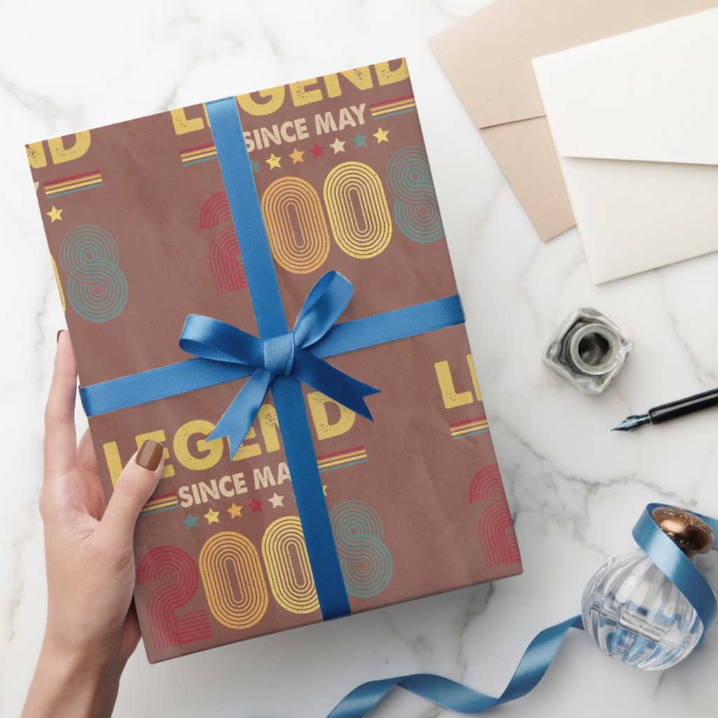 May 18th Birthday Wrapping Paper Roll Legends Since May 2008 Retro Bday TS11 Mocha Print Your Wear