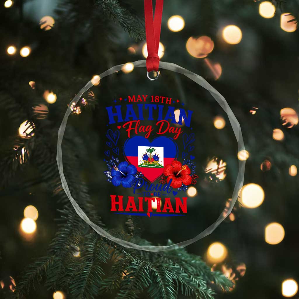 May 18th Haitian Flag Day Floral Hibiscus Crystal Glass Ornament Proud To Be Haitian Heritage Pride TS02 Print Your Wear