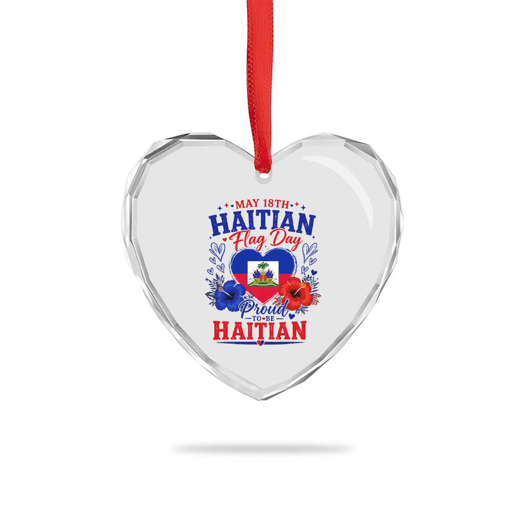 May 18th Haitian Flag Day Floral Hibiscus Heart Crystal Glass Ornament Proud To Be Haitian Heritage Pride TS02 Print Your Wear