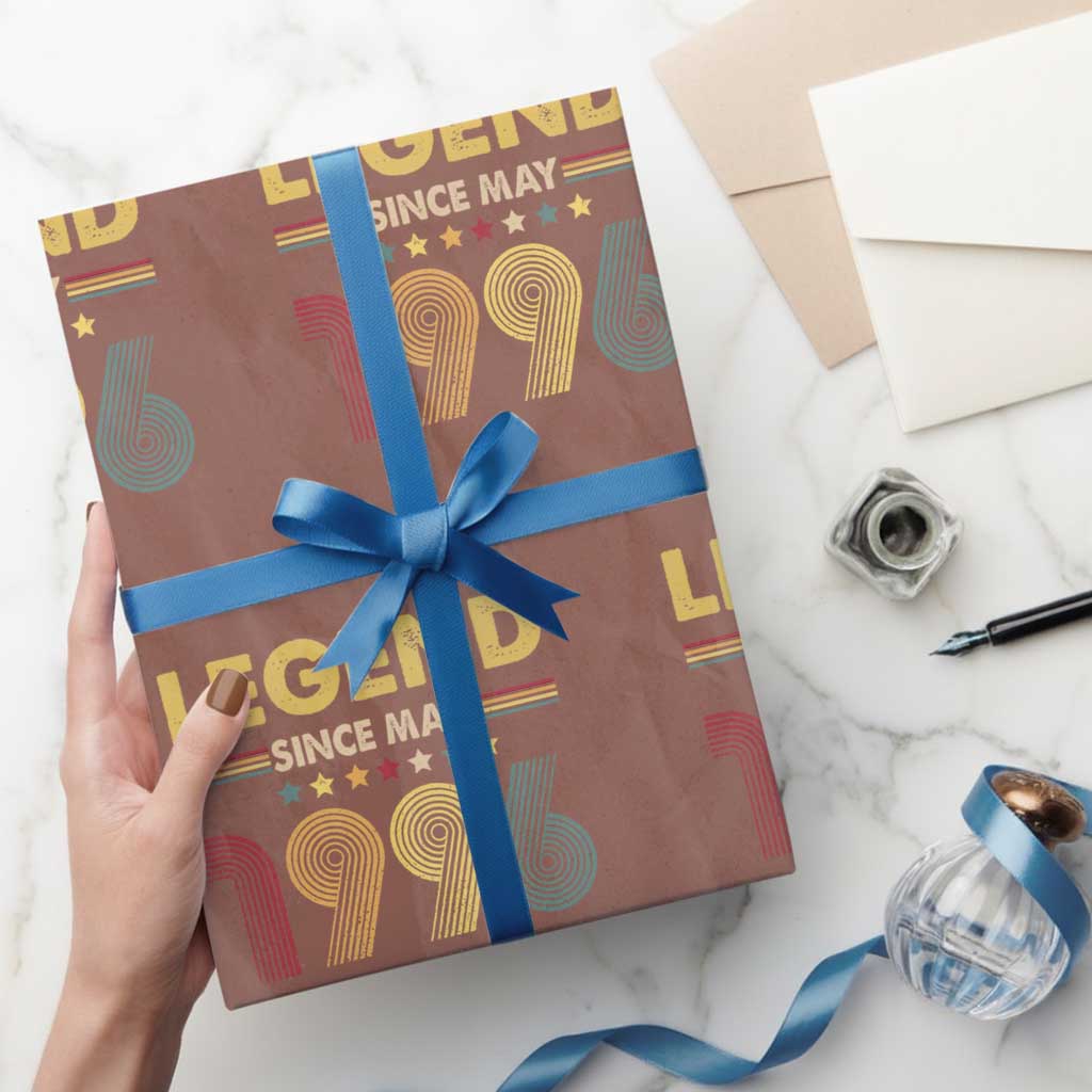 May 30th Birthday Wrapping Paper Roll Legends Since May 1996 Retro Bday TS11 Mocha Print Your Wear