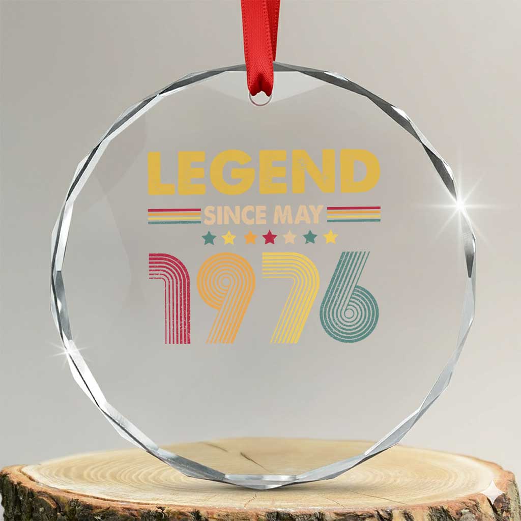 May 50th Birthday Crystal Glass Ornament Legends Since May 1976 Retro Bday TS11 Transparent Glass 3'' Circle Print Your Wear