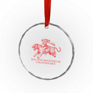 May Our Daughters Be Ungovernable Crystal Glass Ornament Vintage Cowgirl Hell Cat Women Empowerment TS14 Print Your Wear