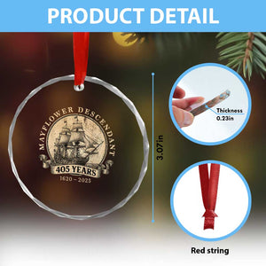 Mayflower Descendant Crystal Glass Ornament 405 Years Pilgrim Fathers Thanksgiving History TS11 Print Your Wear
