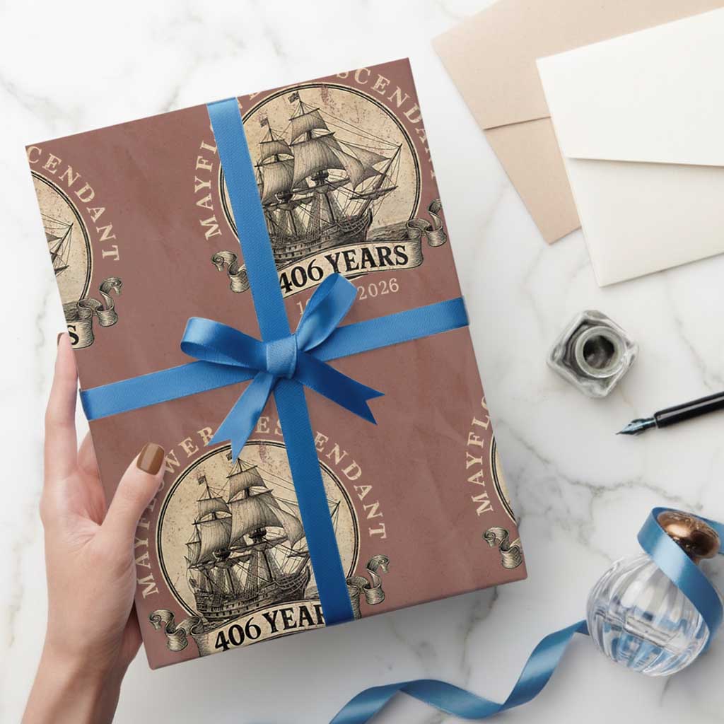 Mayflower Descendant Wrapping Paper Roll 406 Years Pilgrim Fathers Thanksgiving History
