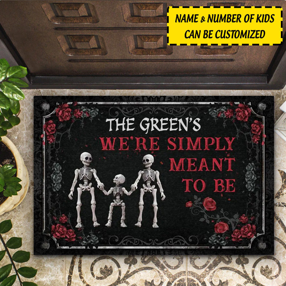 Personalized Halloween Decor Skull Skeleton Family Halloween Simply Meant To Be Doormat CTM Custom - Printyourwear