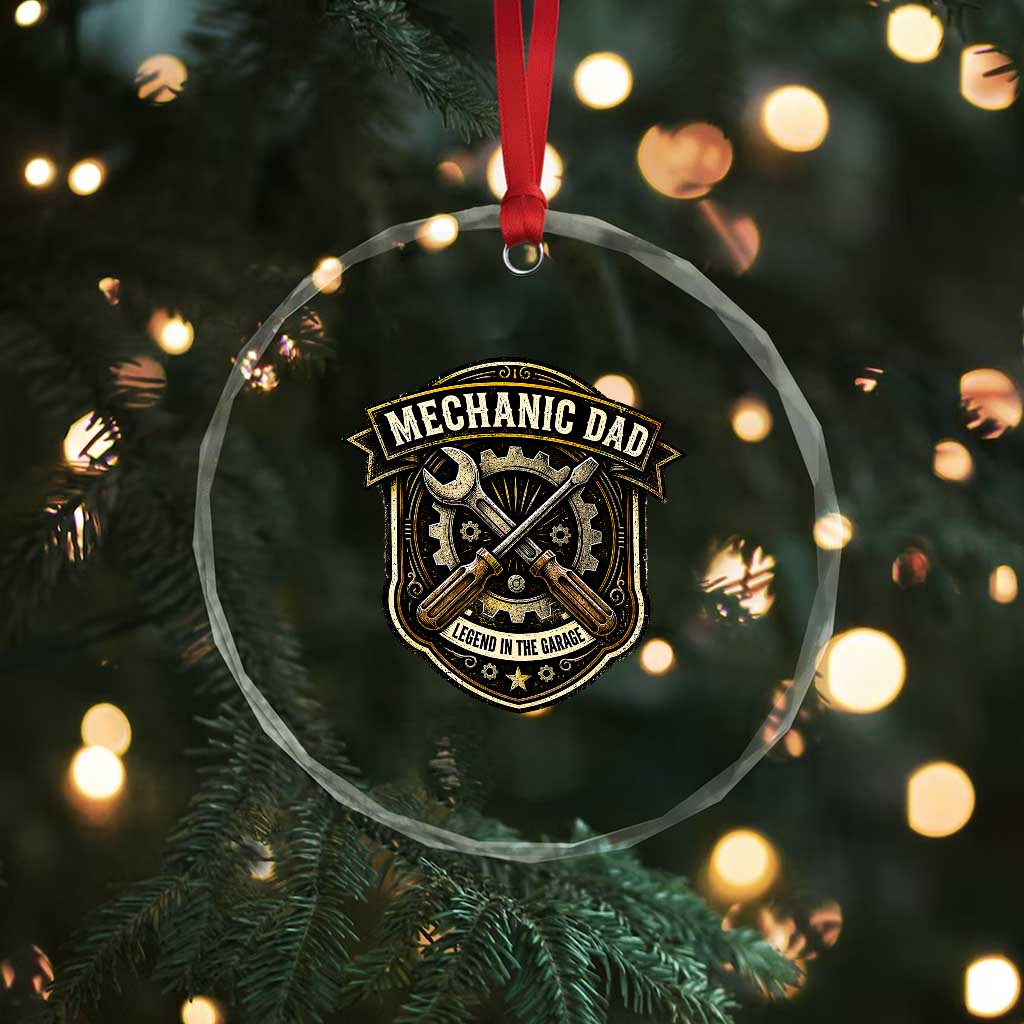 Mechanic Dad Legend In The Garage Crystal Glass Ornament Funny Auto Repair Fathers Day Gift TS12 Print Your Wear