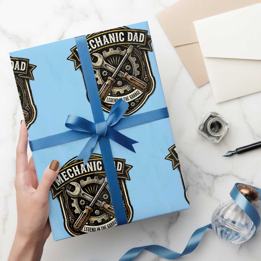 Mechanic Dad Legend In The Garage Wrapping Paper Roll Funny Auto Repair Fathers Day Gift TS12 Light Blue Print Your Wear