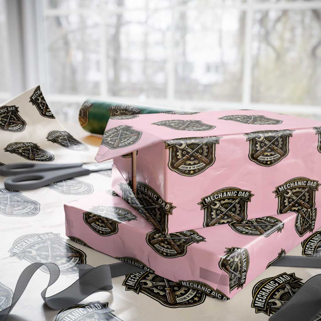 Mechanic Dad Legend In The Garage Wrapping Paper Roll Funny Auto Repair Fathers Day Gift TS12 Light Pink Print Your Wear
