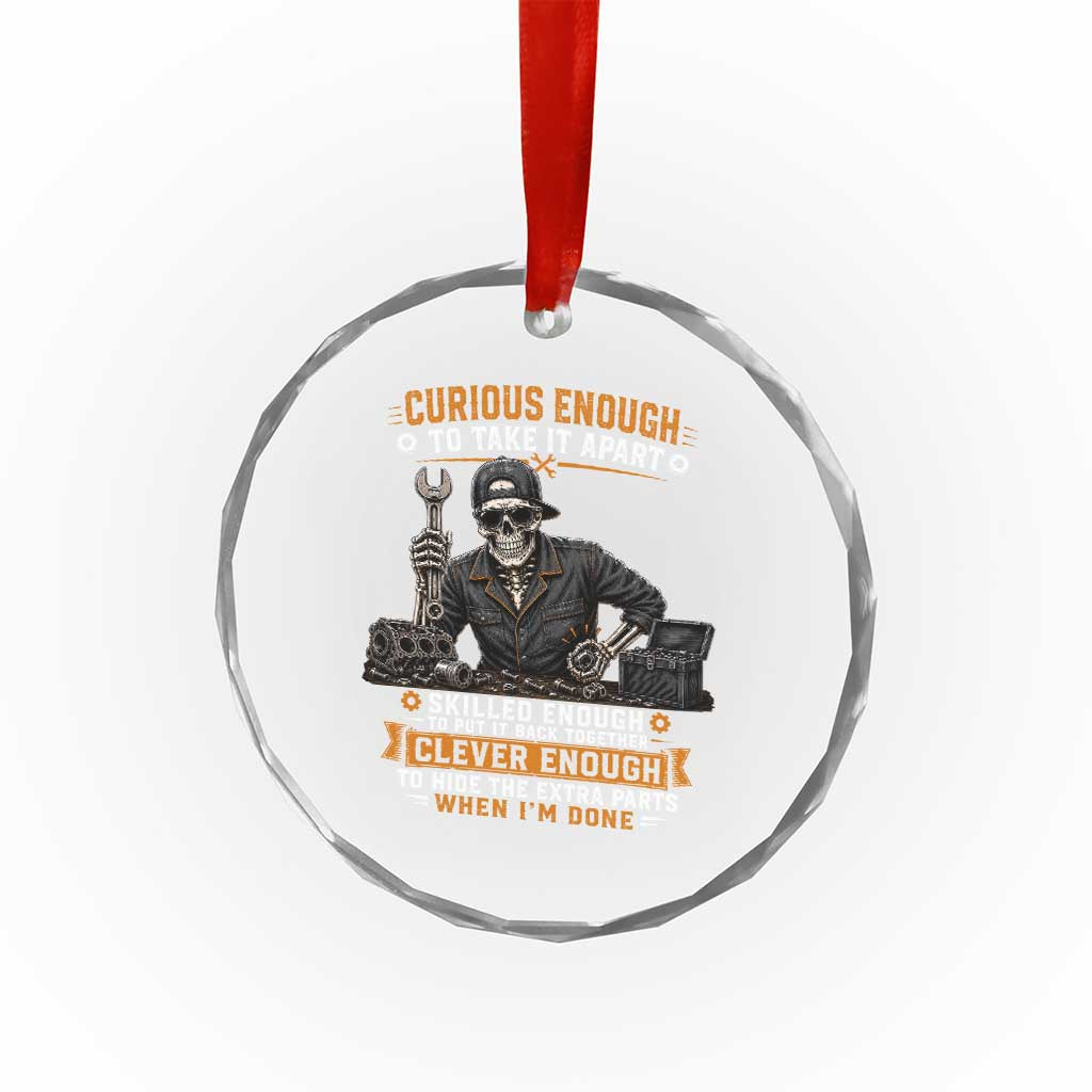 Mechanic Skeleton Crystal Glass Ornament Curious Enough to Take It Apart Car Auto Repair Garage