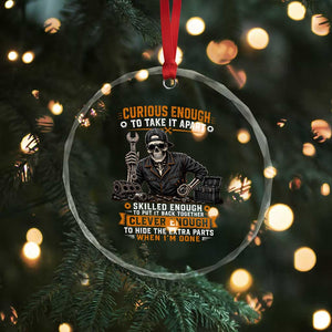Mechanic Skeleton Crystal Glass Ornament Curious Enough to Take It Apart Car Auto Repair Garage