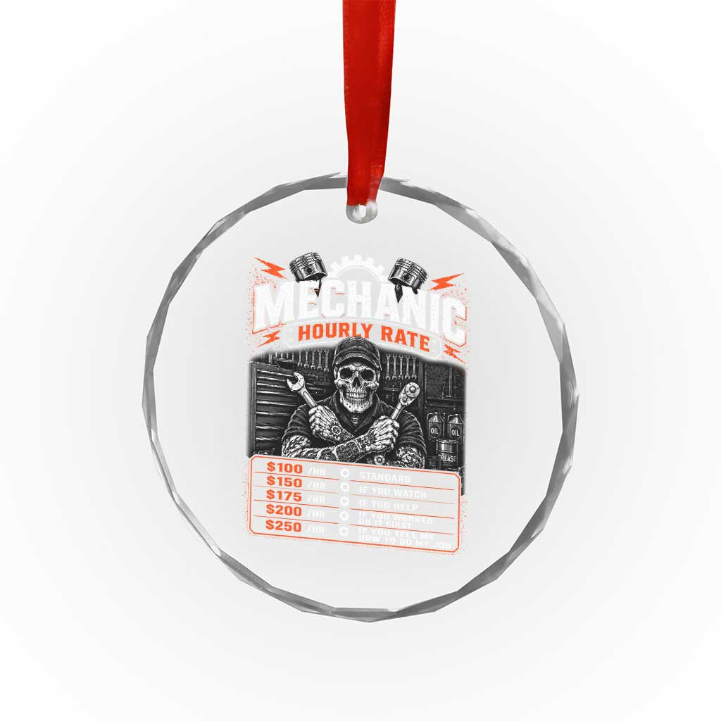 Mechanic Skeleton Crystal Glass Ornament Funny Hourly Rate Auto Car Garage Labor Rates