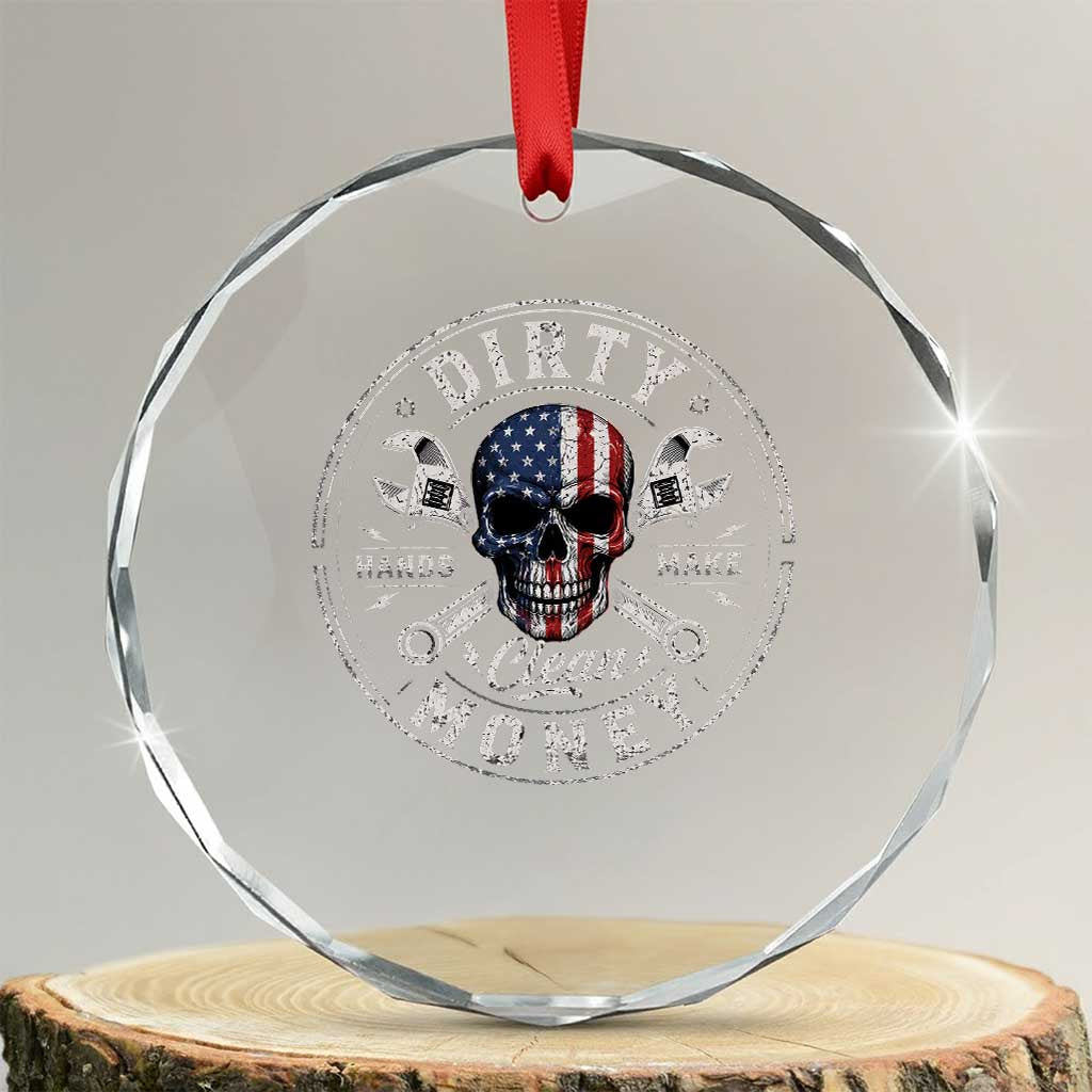 Mechanic Skeleton Crystal Glass Ornament My Hands May Be Dirty But My Money is Clean Auto Repair Garage