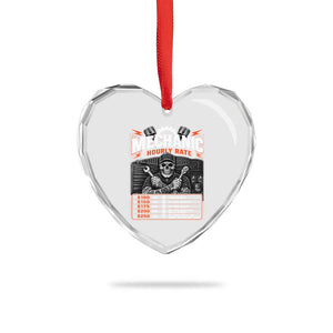 Mechanic Skeleton Heart Crystal Glass Ornament Funny Hourly Rate Auto Car Garage Labor Rates