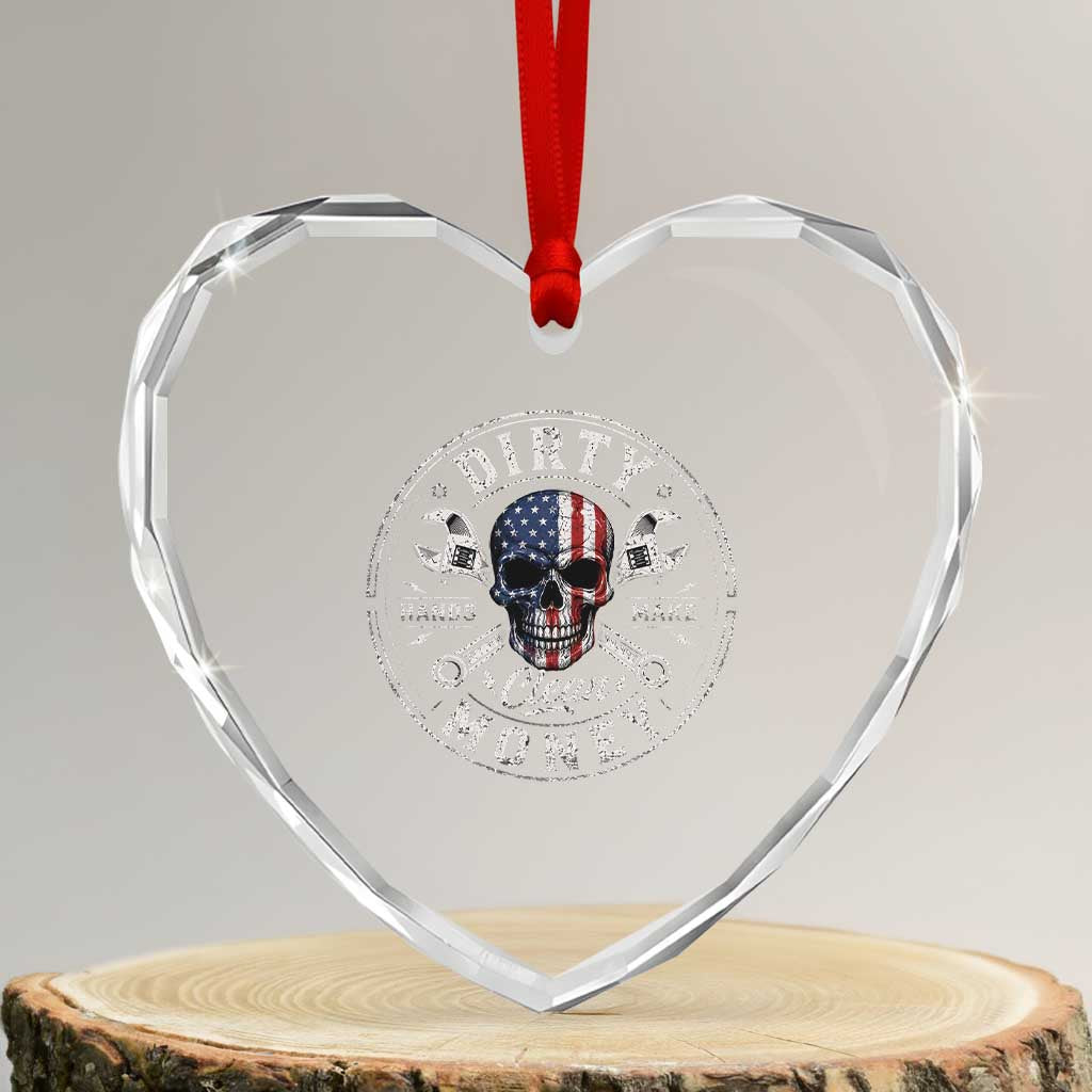 Mechanic Skeleton Heart Crystal Glass Ornament My Hands May Be Dirty But My Money is Clean Auto Repair Garage TS10 Transparent Glass 3'' Heart Print Your Wear