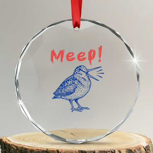 Meep Woodcock Crystal Glass Ornament Cute Bird Meme TS14 Transparent Glass 3'' Circle Print Your Wear