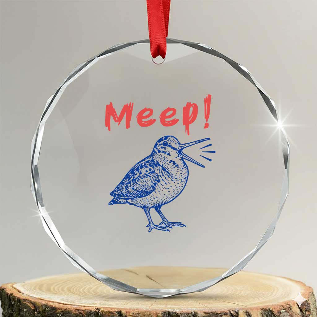 Meep Woodcock Crystal Glass Ornament Cute Bird Meme TS14 Transparent Glass 3'' Circle Print Your Wear