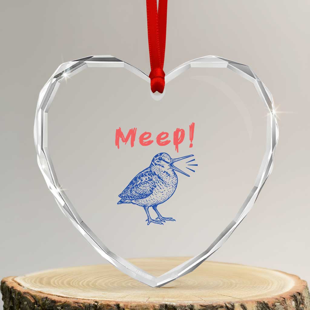 Meep Woodcock Heart Crystal Glass Ornament Cute Bird Meme TS14 Transparent Glass 3'' Heart Print Your Wear