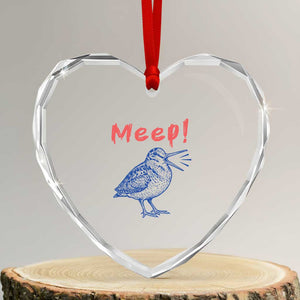 Meep Woodcock Heart Crystal Glass Ornament Cute Bird Meme TS14 Transparent Glass 3'' Heart Print Your Wear
