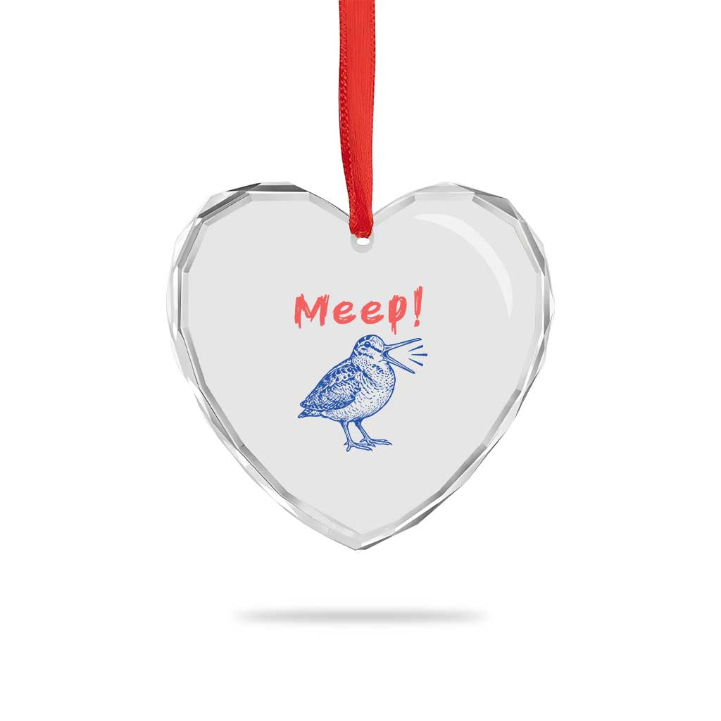 Meep Woodcock Heart Crystal Glass Ornament Cute Bird Meme TS14 Print Your Wear