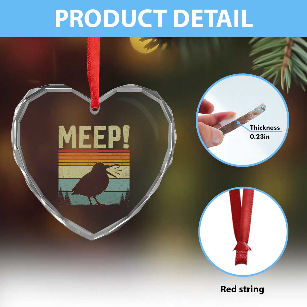 Meep Woodcock Heart Crystal Glass Ornament Funny Nature Lover TS14 Print Your Wear