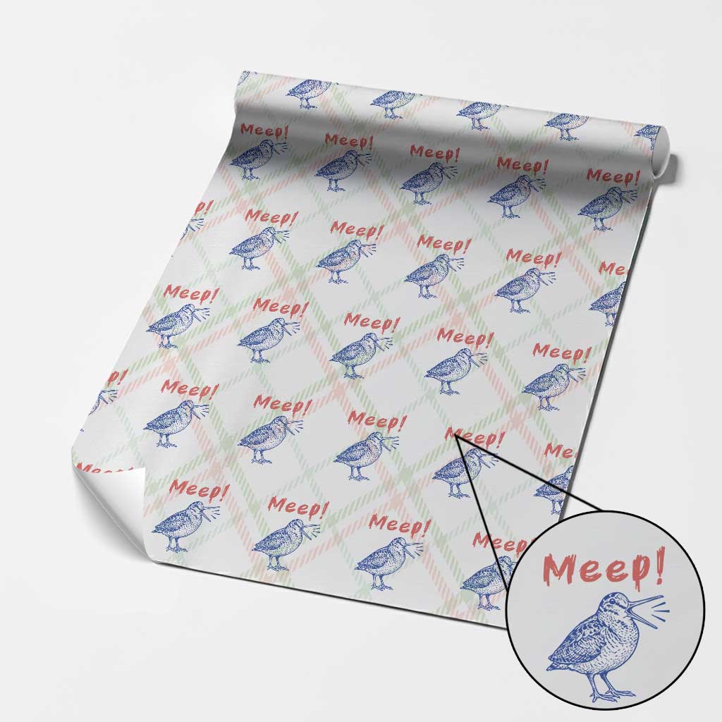 Meep Woodcock Wrapping Paper Roll Cute Bird Meme TS14 Christmas Plaid Print Your Wear